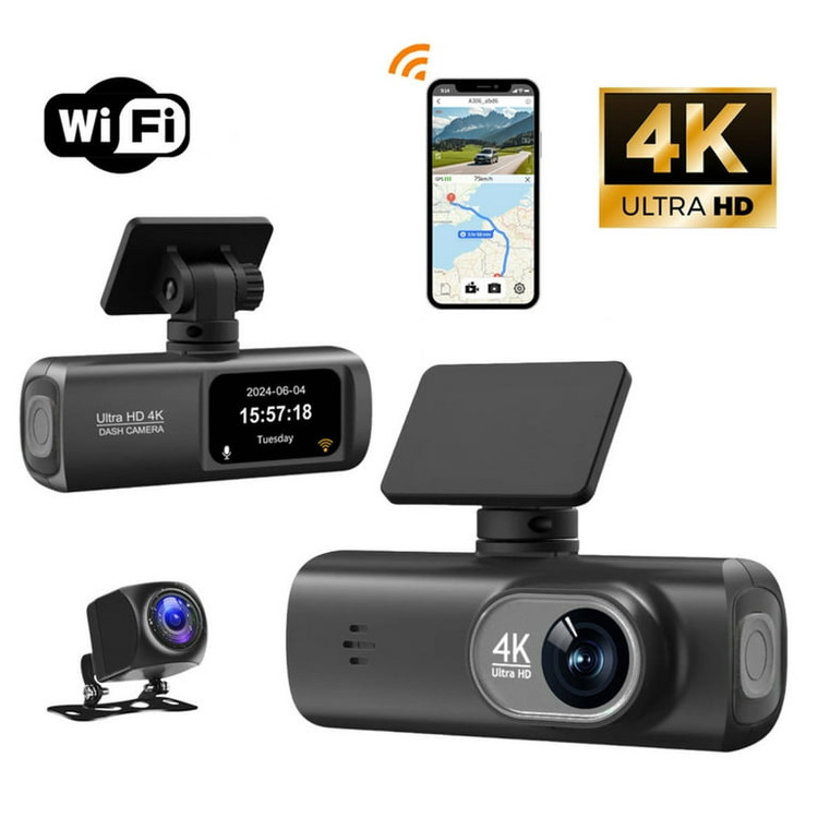 دوربین خودرو دو لنزه Sirxlevcy با کیفیت 4K و دید در شب