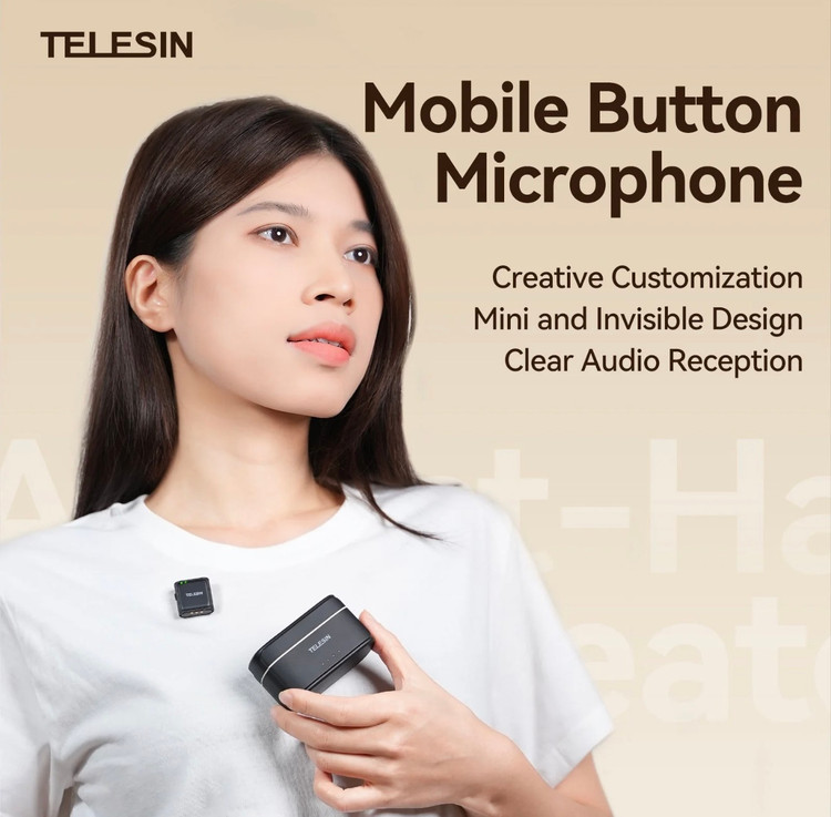 میکروفون یقهای بیسیم اورجینال TELESIN مدل P5-MCP-01